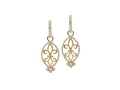 18kt yellow gold Fleur-de-lis earring with .65 cts diamonds. Available in white, yellow, or rose gold.