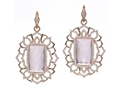 18kt rose gold Bella earring with rose quartz and 1.74 cts diamonds. Available in white, yellow, or rose gold.
