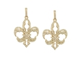 18kt yellow gold large Fleur-de-lis earrings with  1.34 cts diamonds. Available in white, yellow, or rose gold.
