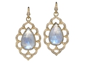 18kt yellow gold Baroque large moonstone earring with 25.4 cts moonstone and 1.02 cts diamonds. Available in white, yellow, or rose gold.
