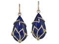 18kt yellow gold Lotus earring with lapis and 1.17 cts diamonds. Available in white, yellow, or rose gold.
