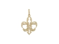 18kt yellow gold Large Fleur-de-lis pendant with 0.67 cts diamonds. Available in white, yellow, or rose gold.
