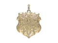 18kt yellow gold Shield pendant with .90 cts diamonds. Available in white, yellow, or rose gold.
