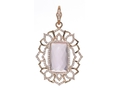 18kt rose gold Bella pendant with rose quartz and .84 cts diamonds. Available in white, yellow, or rose gold.
