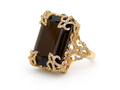 18kt yellow gold Versailles ring with 18.8 ct smoky quartz and 1.23 cts diamonds. Available in white, yellow, or rose gold.

